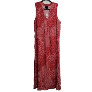 NWT! Dress Women's Size Small Red White Patchwork Midi Wallpapher NEW Americana